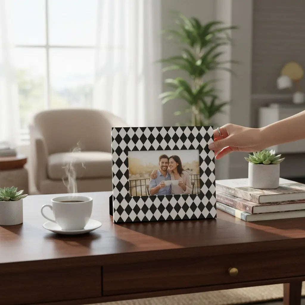 Furniture Decoupage Paper: Black and White Diamond Pattern Pieces Reclaimed