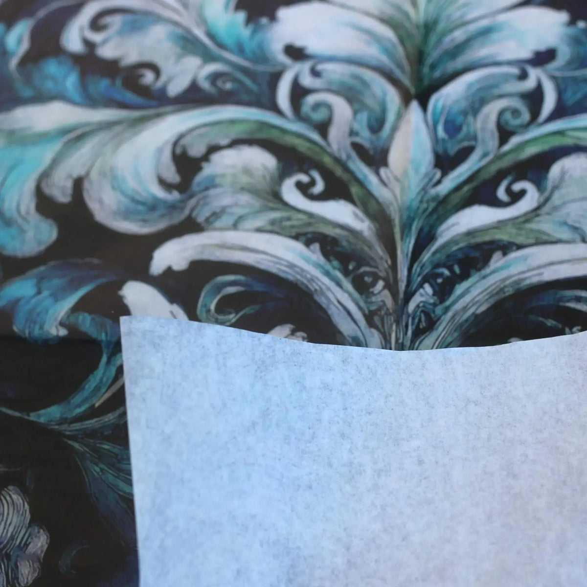 furniture and craft projects with our stunning Damask Blue Decoupage Paper