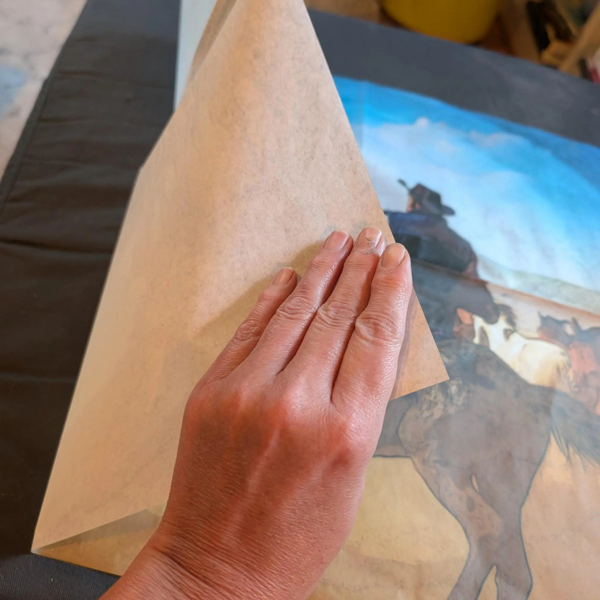 Wild Horse Decoupage Paper: Western Style Furniture Upcycling Tissue. Transform your furniture and craft projects with our Wild Horse Decoupage Paper, designed to bring authentic farmhouse charm to your space. This rustic tissue paper is perfect for upcycling tired furniture, adding a unique touch to wall decor, or enhancing your rustic DIY crafts. What sets this decoupage paper apart is its detailed wild horse design, crafted to evoke the freedom and spirit of the farm life and rustic style.