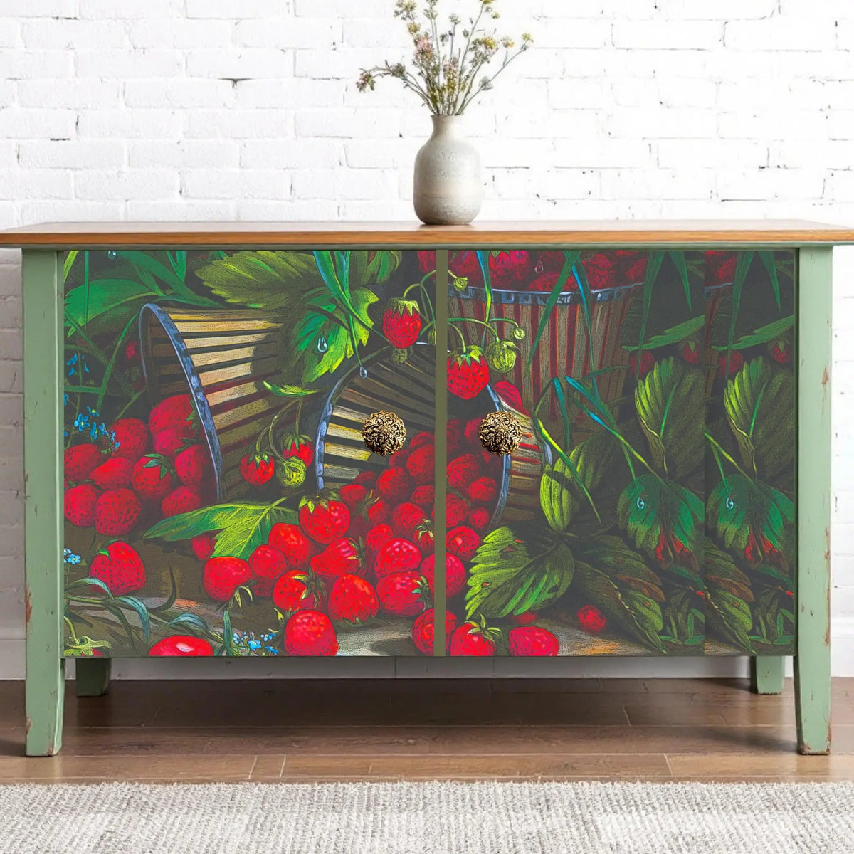 Large Decoupage Paper for Furniture Upcycling Strawberry Tissue Napkin: Decor Makeover and Crafts. Discover the beauty of creative transformation with our Floral Decoupage Paper, a perfect choice for furniture upcycling, DIY crafts, and artistic decor projects. Made by Pieces Reclaimed by Dina, this vibrant tissue paper features a stunning, eye-catching floral design that will elevate any furniture makeover or craft endeavor. Perfect for creating custom furniture for a farm home decor style