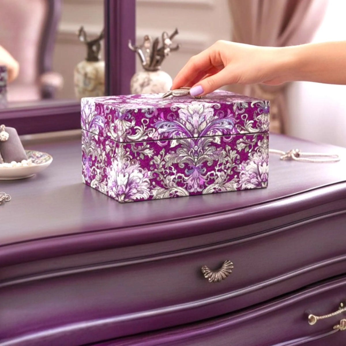 Transform your furniture and craft projects with our stunning Decoupage Paper for Furniture, featuring vibrant multi-color floral damask patterns in plum, teal, and purple hues. Designed specifically for DIY upcycling, furniture makeovers, scrapbooking, and home decor, this tissue paper adds a touch of elegance and artistic flair to any surface. The eye-catching damask designs are perfect for creating personalized, one-of-a-kind pieces that stand out.