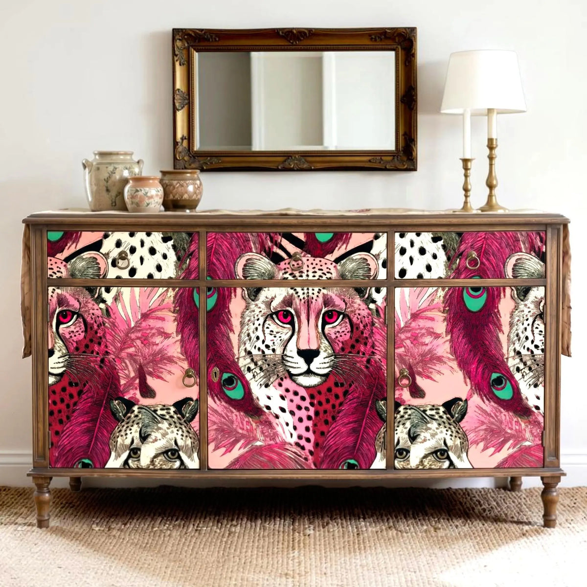 Decoupage Paper - Fairy Core Pink Tiger Design for Furniture upcycling & Home Decor Pieces Reclaimed