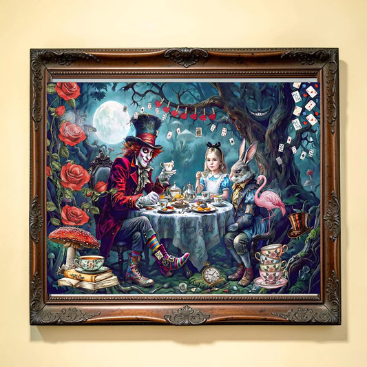 Alice in Wonderland Tea Party Art Print | Whimsical Wall Decor for Kids Room, Nursery, or Vintage-Inspired Home | Fairy Tale Wall Art