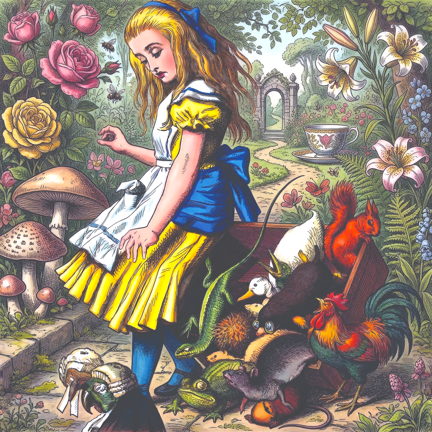 Alice in Wonderland Decoupage Paper, Whimsical Fairy Core Craft Tissue, Lewis Carroll Home Decor