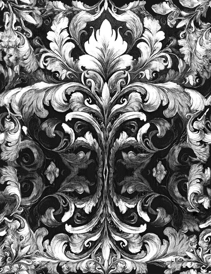 Floral Black and White  Damask Tissue Paper for Furniture Upcycling Pieces Reclaimed