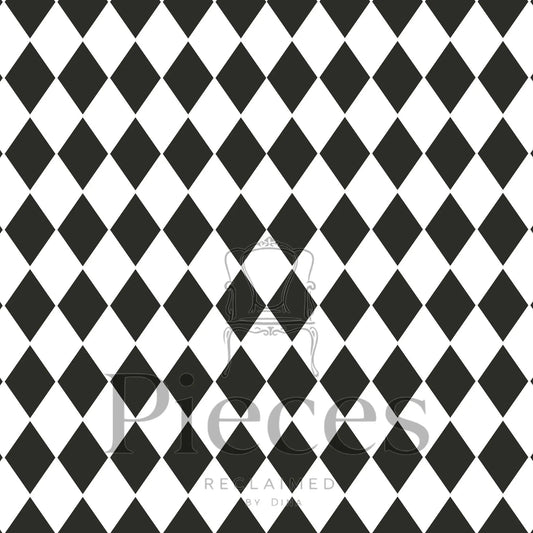 Furniture Decoupage Paper: Black and White Diamond Pattern Pieces Reclaimed