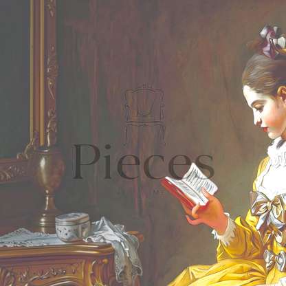 Decoupage Paper of Lady in Yellow Reading a Book: Vintage Art Reproduction for Furniture, DIY Decor & Mixed Media