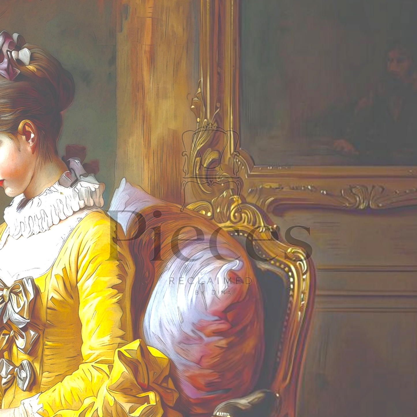 Decoupage Paper of Lady in Yellow Reading a Book: Vintage Art Reproduction for Furniture, DIY Decor & Mixed Media