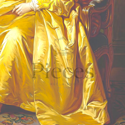 Decoupage Paper of Lady in Yellow Reading a Book: Vintage Art Reproduction for Furniture, DIY Decor & Mixed Media