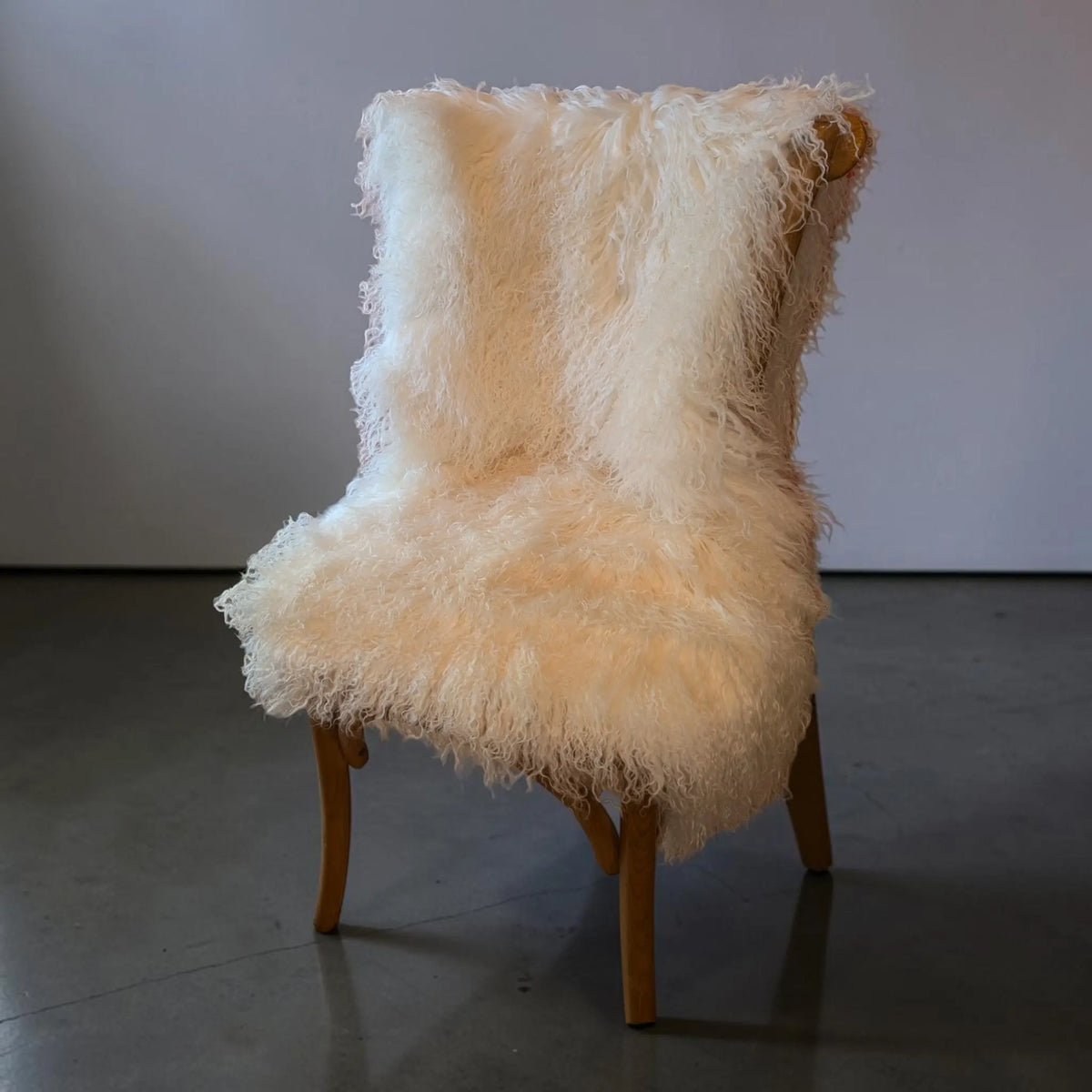 Mongolian Fur Throw, Genuine Sheepskin Seat Cover for Chairs and Upholstery Pieces Reclaimed