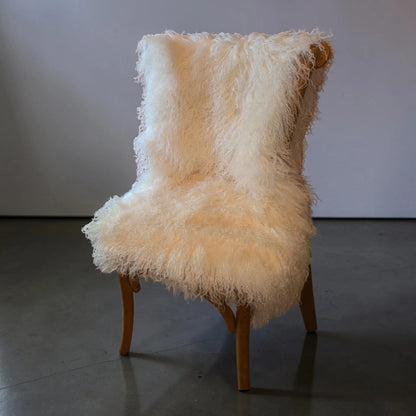 Mongolian Fur Throw, Genuine Sheepskin Seat Cover for Chairs and Upholstery Pieces Reclaimed