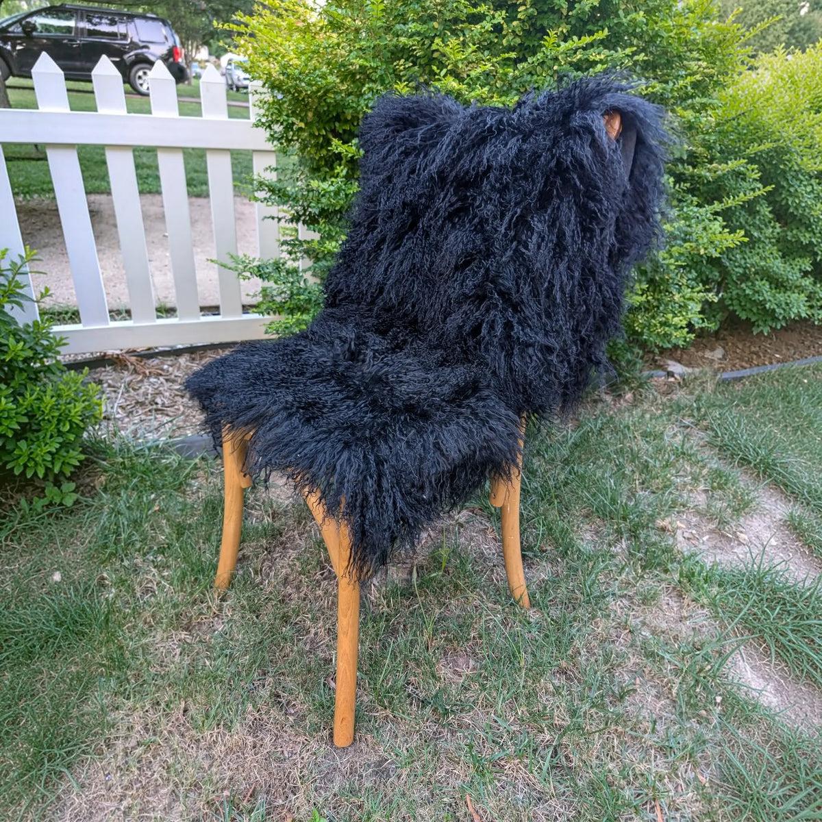 Mongolian Fur Throw, Genuine Sheepskin Seat Cover for Chairs and Upholstery Pieces Reclaimed