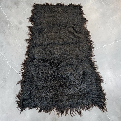 Mongolian Fur Throw, Genuine Sheepskin Seat Cover for Chairs and Upholstery Pieces Reclaimed