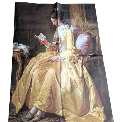 Decoupage Paper of Lady in Yellow Reading a Book: Vintage Art Reproduction for Furniture, DIY Decor & Mixed Media