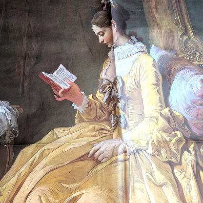 Decoupage Paper of Lady in Yellow Reading a Book: Vintage Art Reproduction for Furniture, DIY Decor & Mixed Media