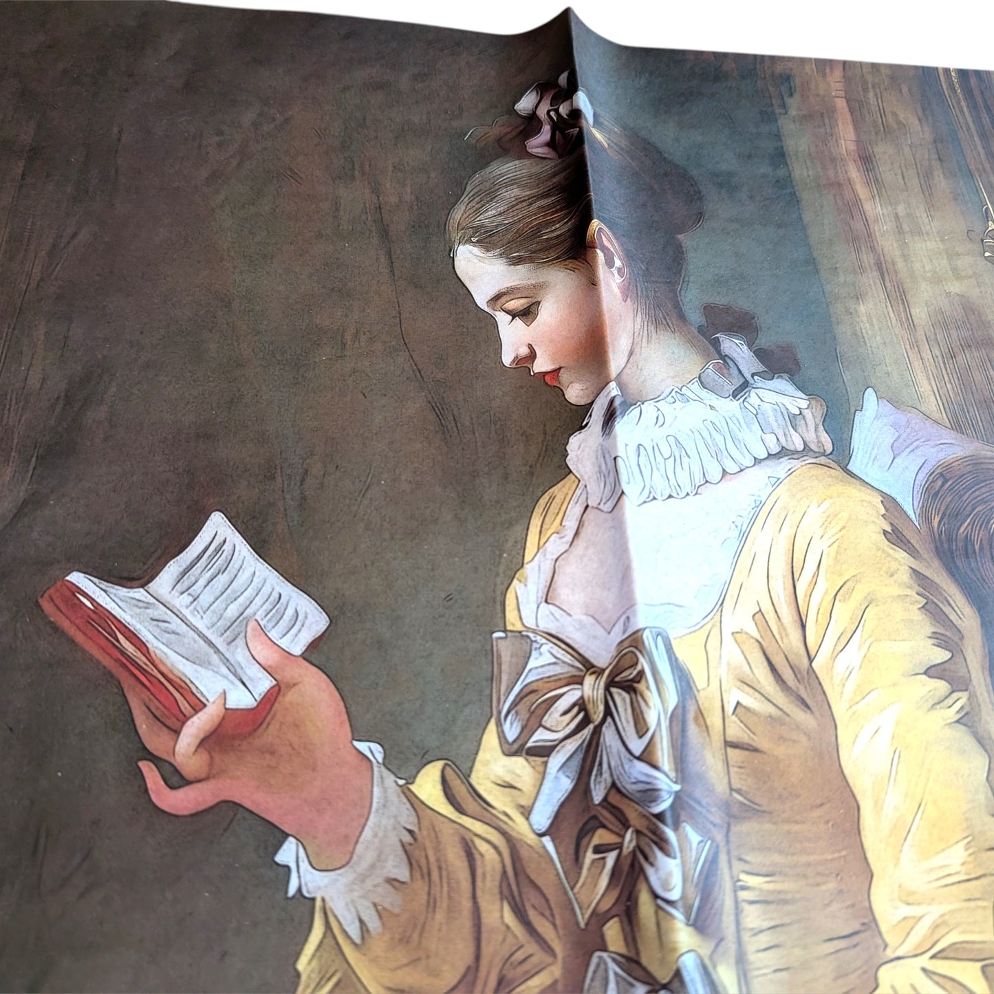 Decoupage Paper of Lady in Yellow Reading a Book: Vintage Art Reproduction for Furniture, DIY Decor & Mixed Media