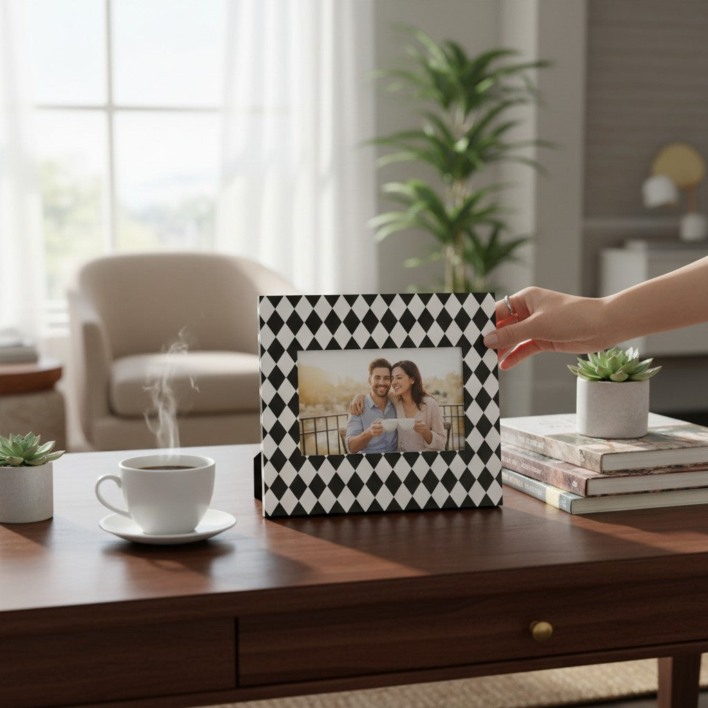 Furniture  Decoupage Paper: Black and White Diamond  Pattern
