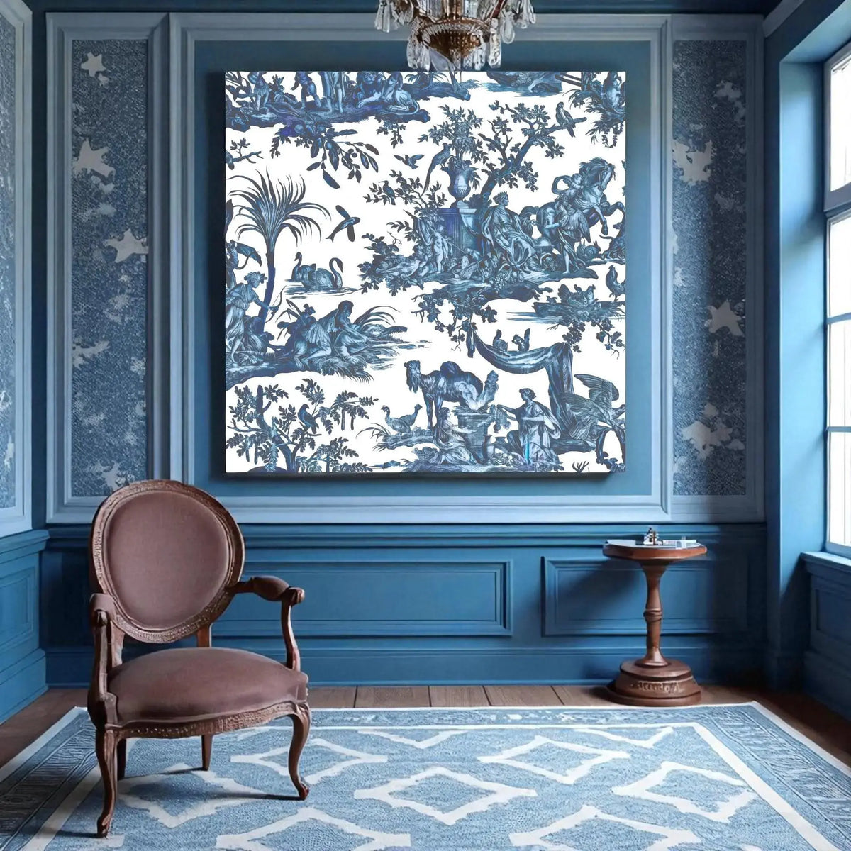 Decoupage Paper TOILE de JOUY Blue Vintage Tissue Paper for Furniture Upcycling 
