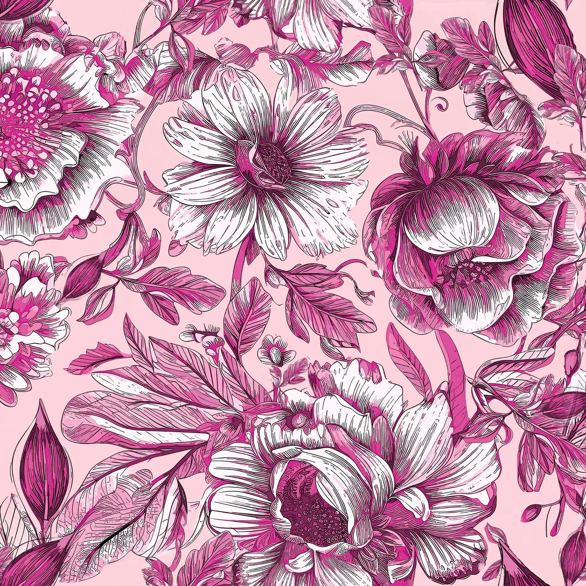 Decoupage Paper -Art Nouveau Pink Floral Tissue Paper  for Furniture Upcycling and Mixed Media Art Pieces Reclaimed