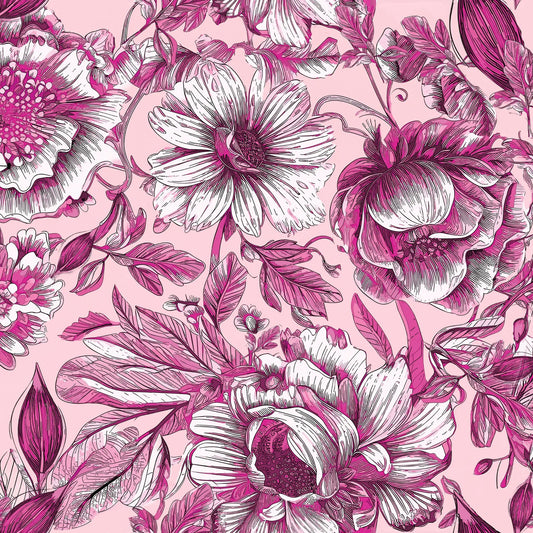 Decoupage Paper -Art Nouveau Pink Floral Tissue Paper  for Furniture Upcycling and Mixed Media Art Pieces Reclaimed