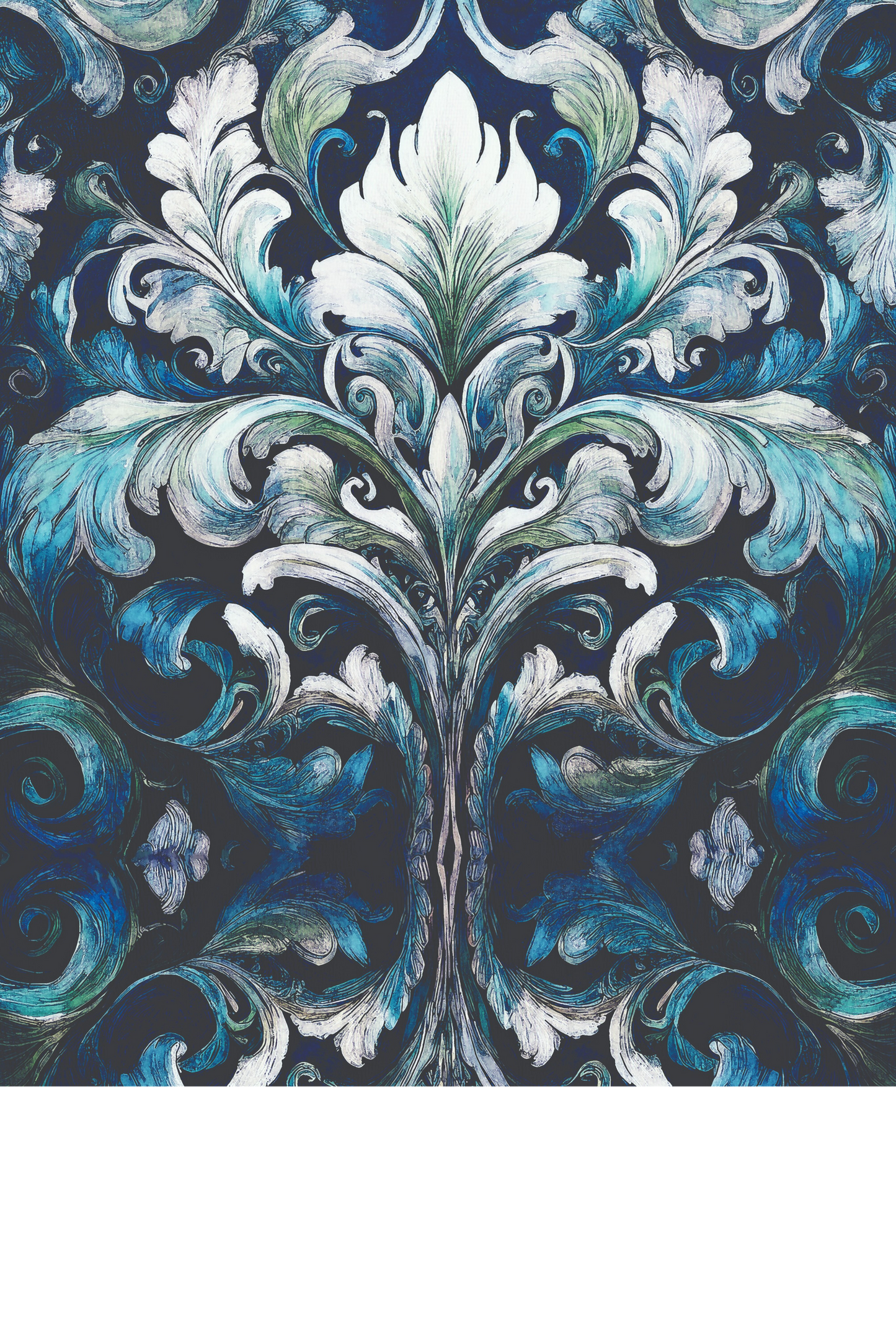 Damask Blue Decoupage Paper, Furniture Upcycling, DIY Decor (20”x30”