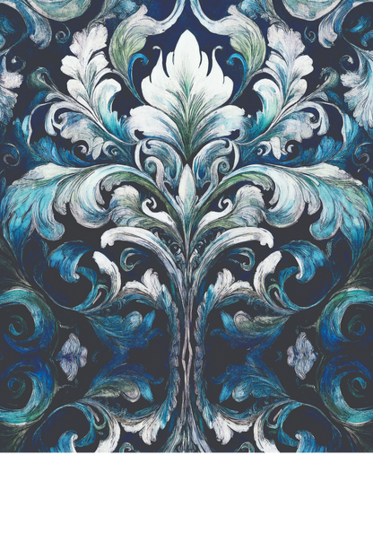 Damask Blue Decoupage Paper, Furniture Upcycling, DIY Decor (20”x30”
