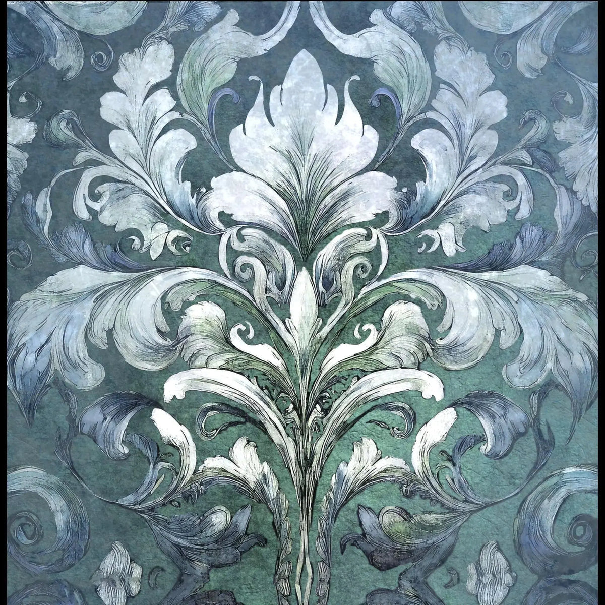 Damask Green Decoupage Paper for Furniture  Perfect for adding a touch of flair to any DIY project.