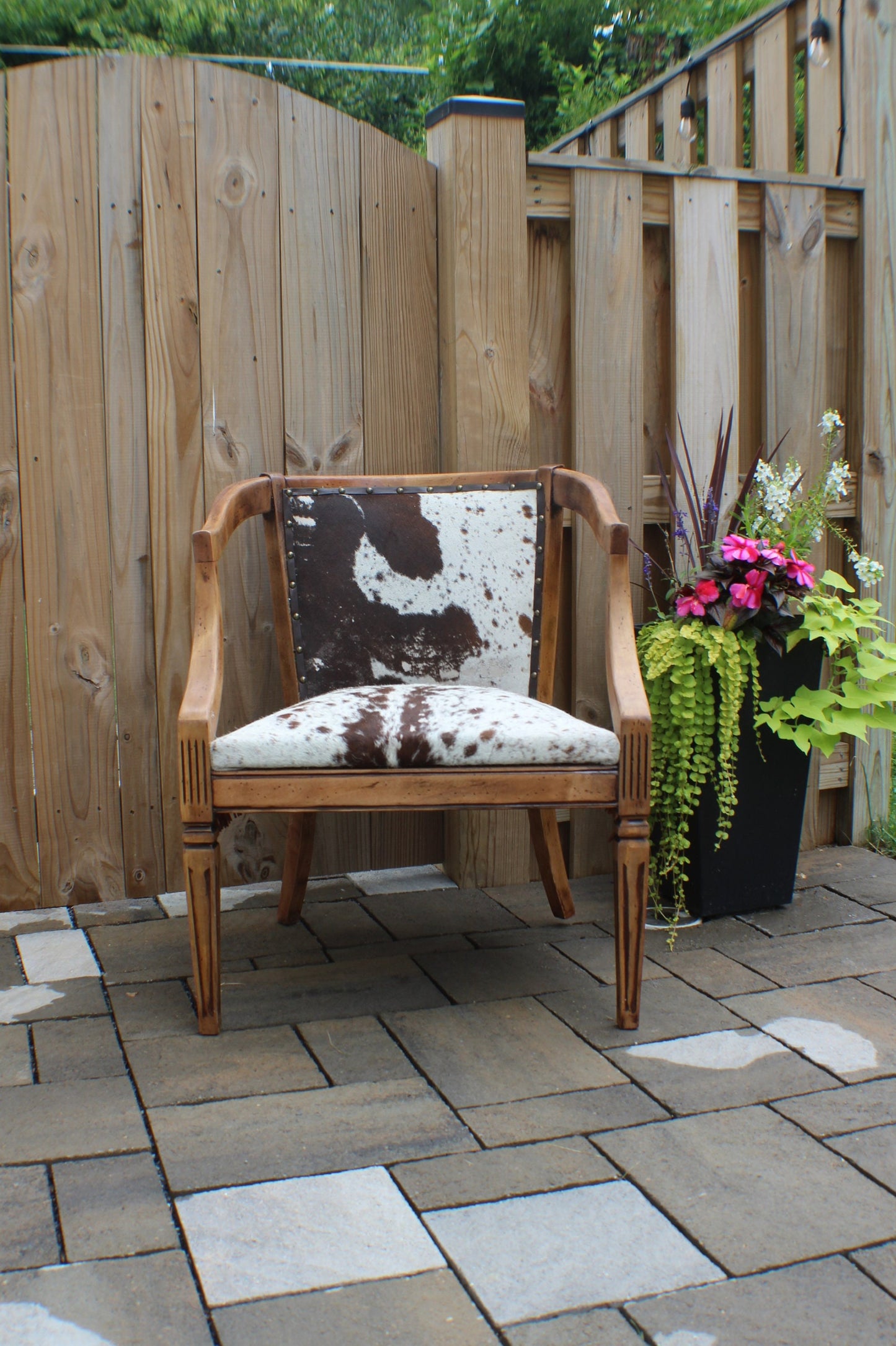 Handmade Cowhide Leather Chair - Rustic Western Decor