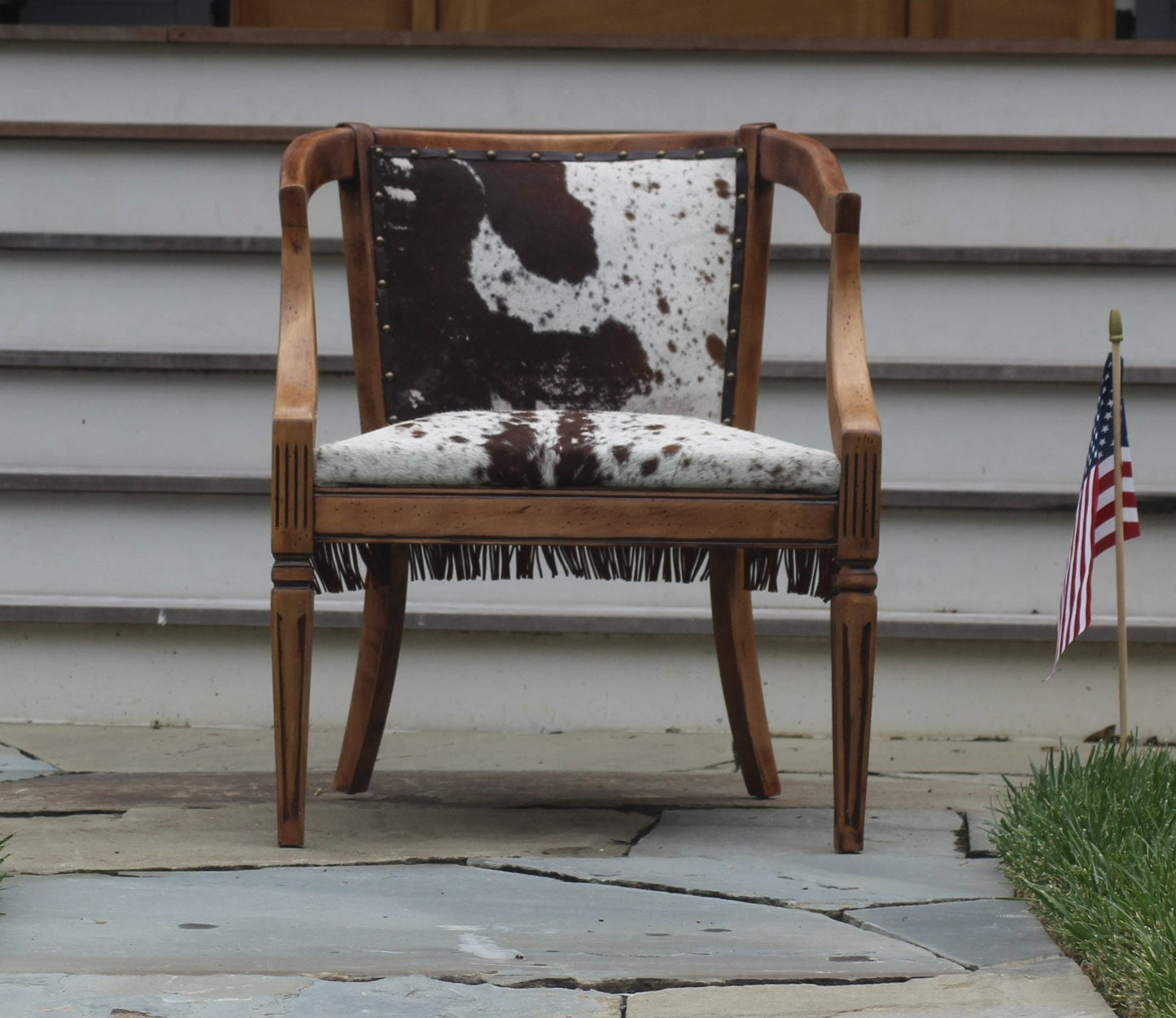 Handmade Cowhide Leather Chair - Rustic Western Decor