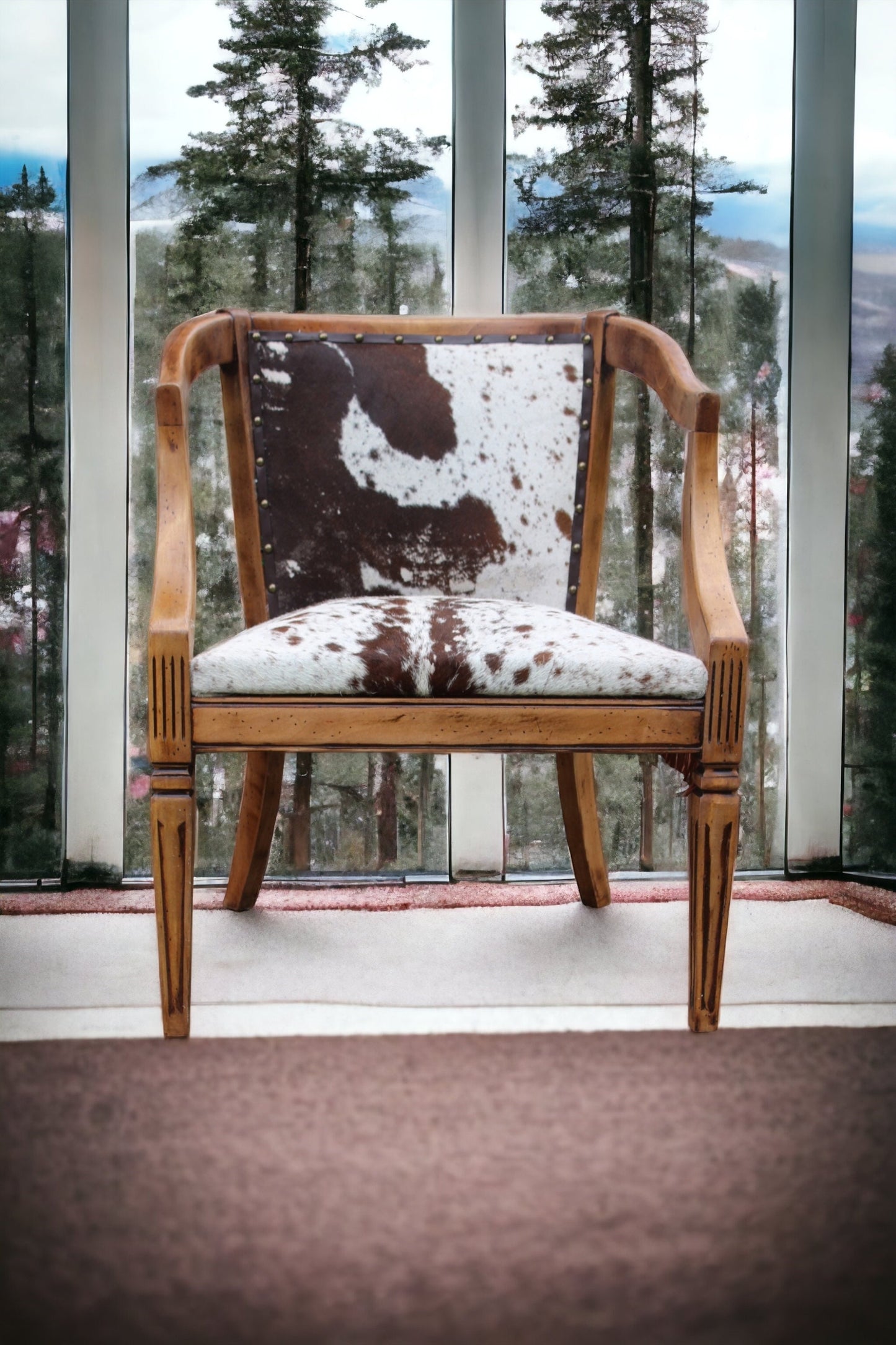 Handmade Cowhide Leather Chair - Rustic Western Decor