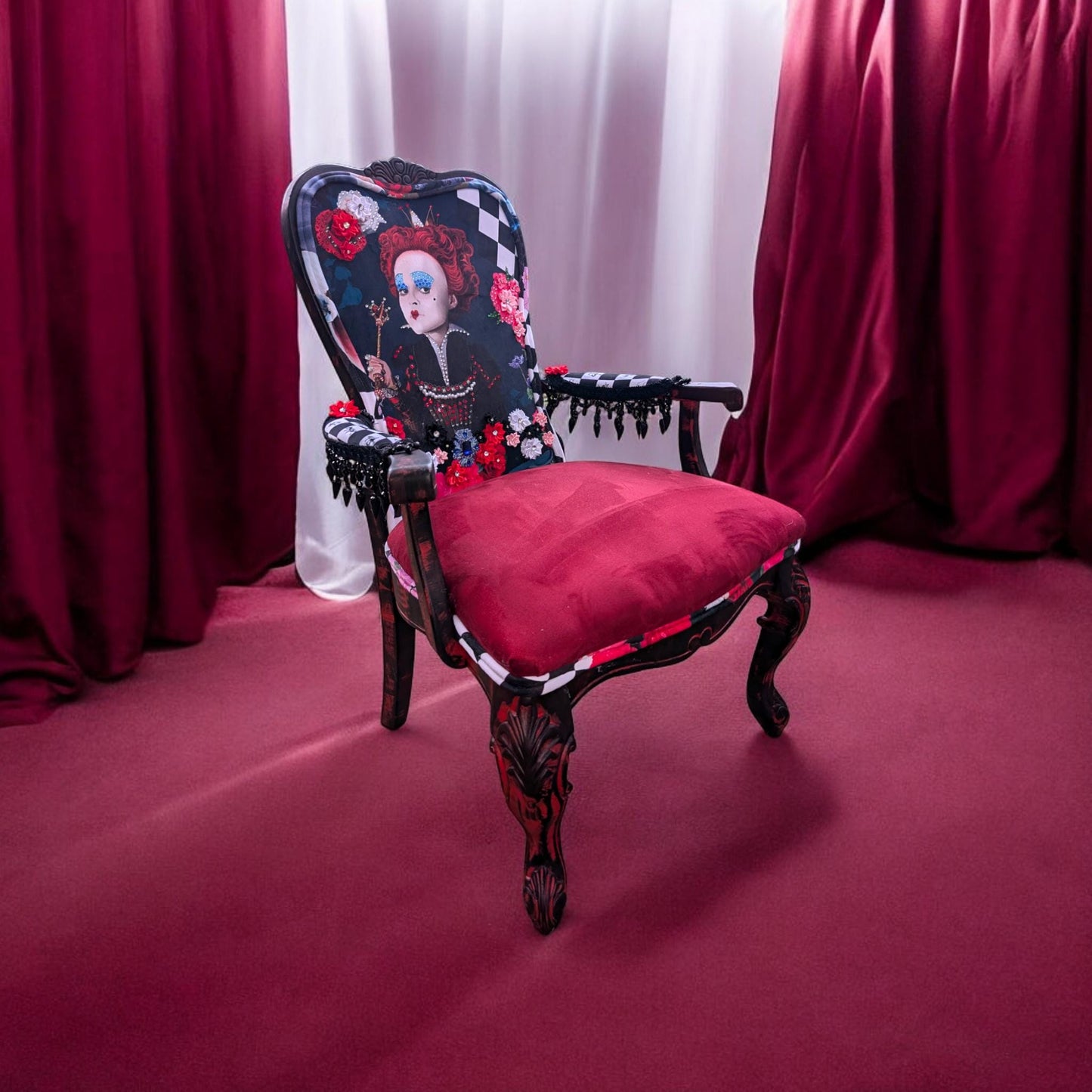 Alice in Wonderland Accent Chair: Upcycled Vintage French Velvet Lounge