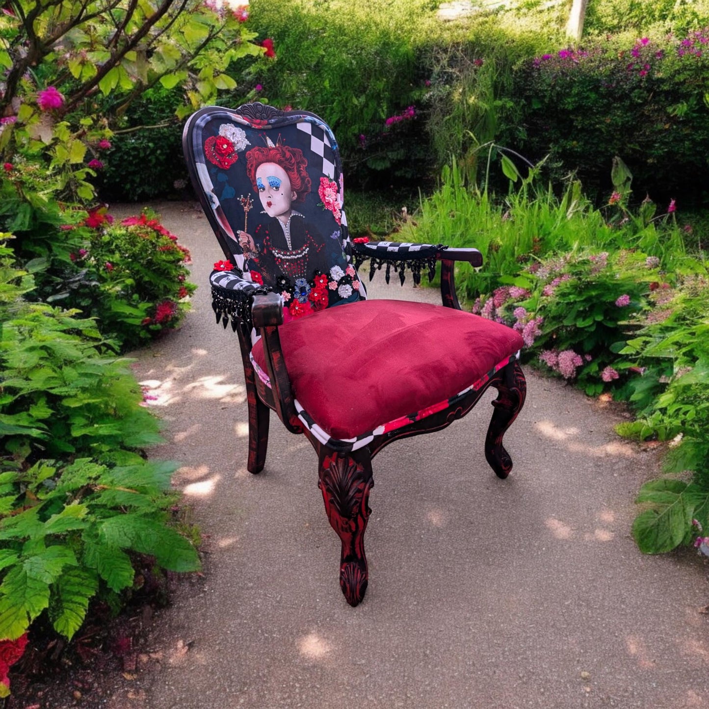 Alice in Wonderland Accent Chair: Upcycled Vintage French Velvet Lounge