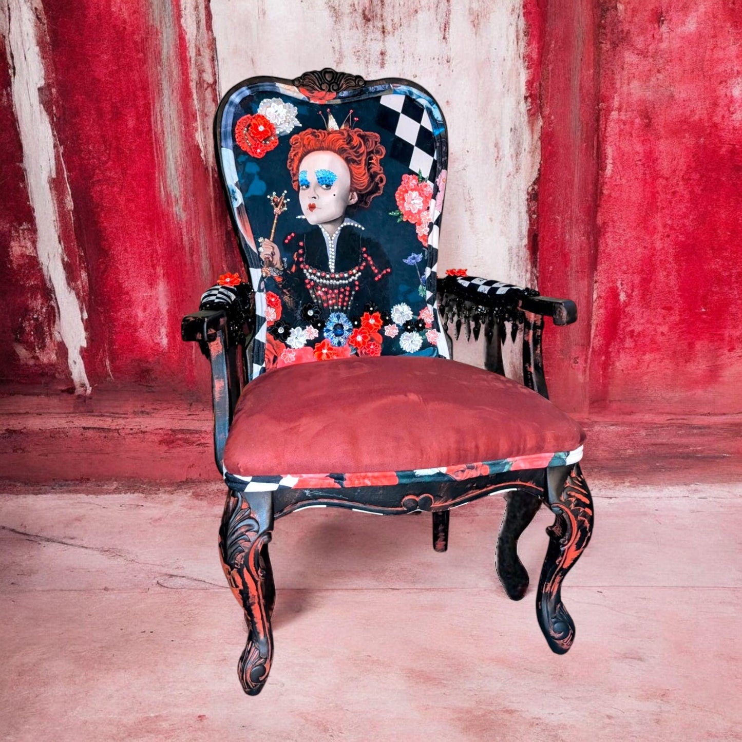 Alice in Wonderland Accent Chair: Upcycled Vintage French Velvet Lounge