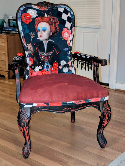 Alice in Wonderland Accent Chair: Upcycled Vintage French Velvet Lounge