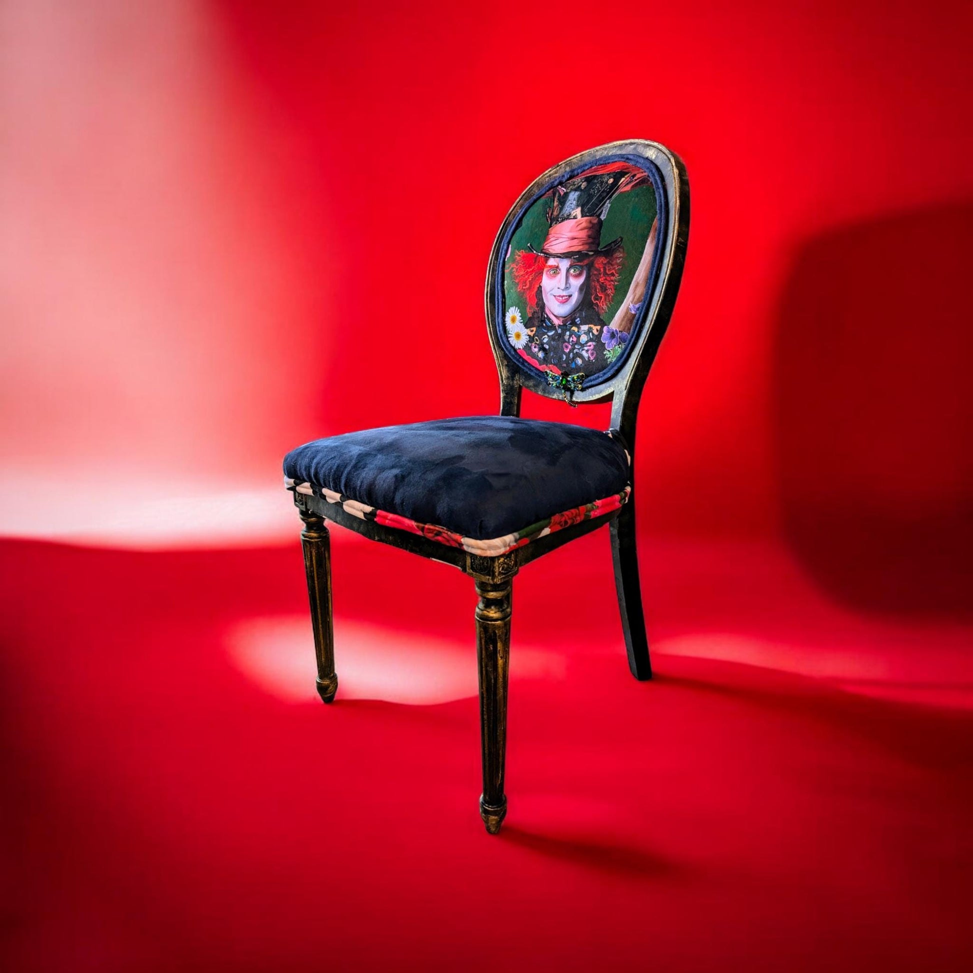 Bring style character and glam decor to your house with this unique handmade, refinished vintage retro-style inspired by Alice in the Wonderland chair.