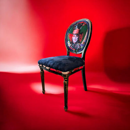 Bring style character and glam decor to your house with this unique handmade, refinished vintage retro-style inspired by Alice in the Wonderland chair.