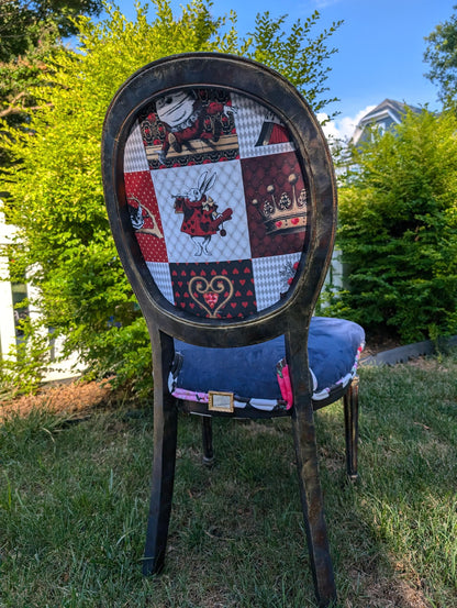 Bring style character and glam decor to your house with this unique handmade, refinished vintage retro-style inspired by Alice in the Wonderland chair.
