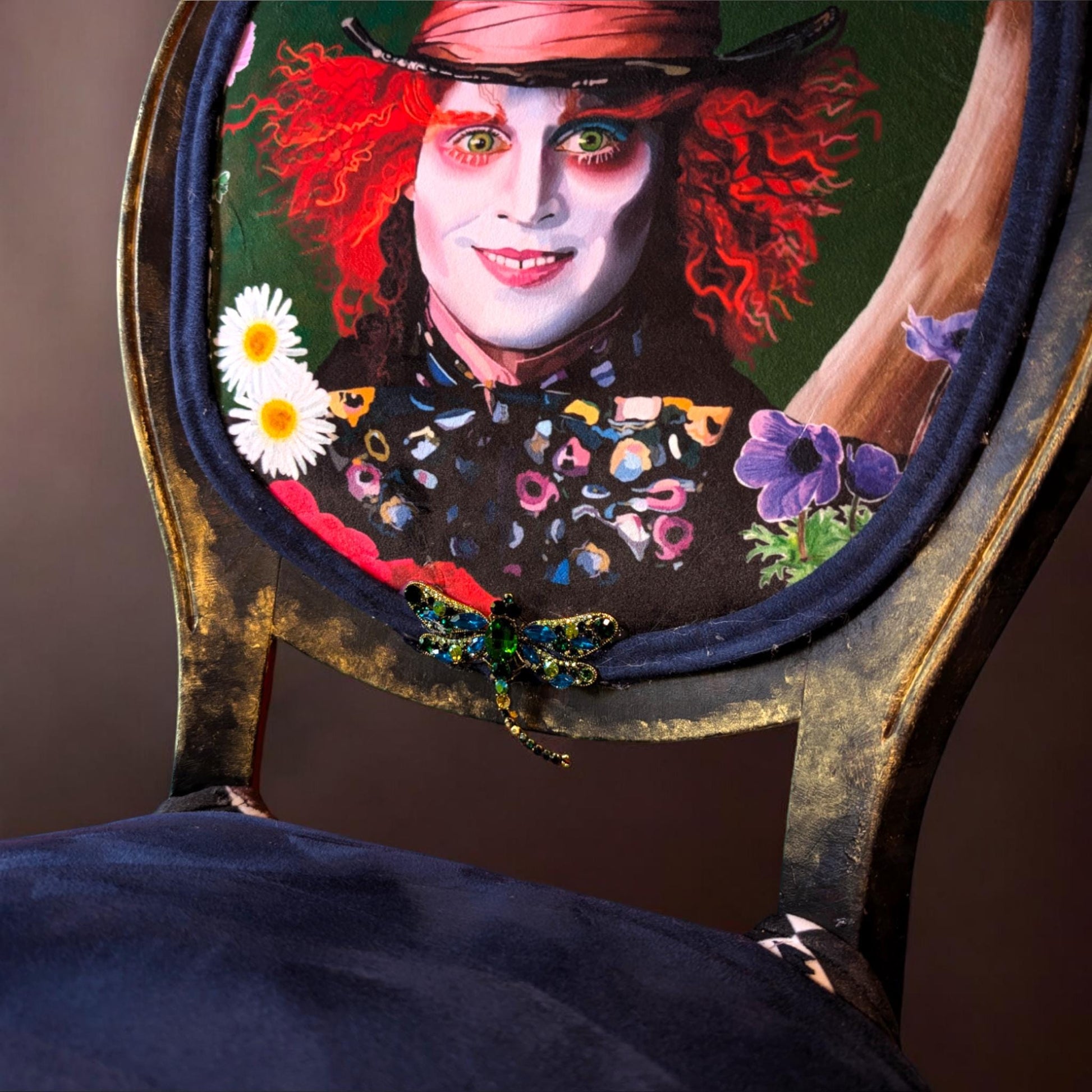 Bring style character and glam decor to your house with this unique handmade, refinished vintage retro-style inspired by Alice in the Wonderland chair.