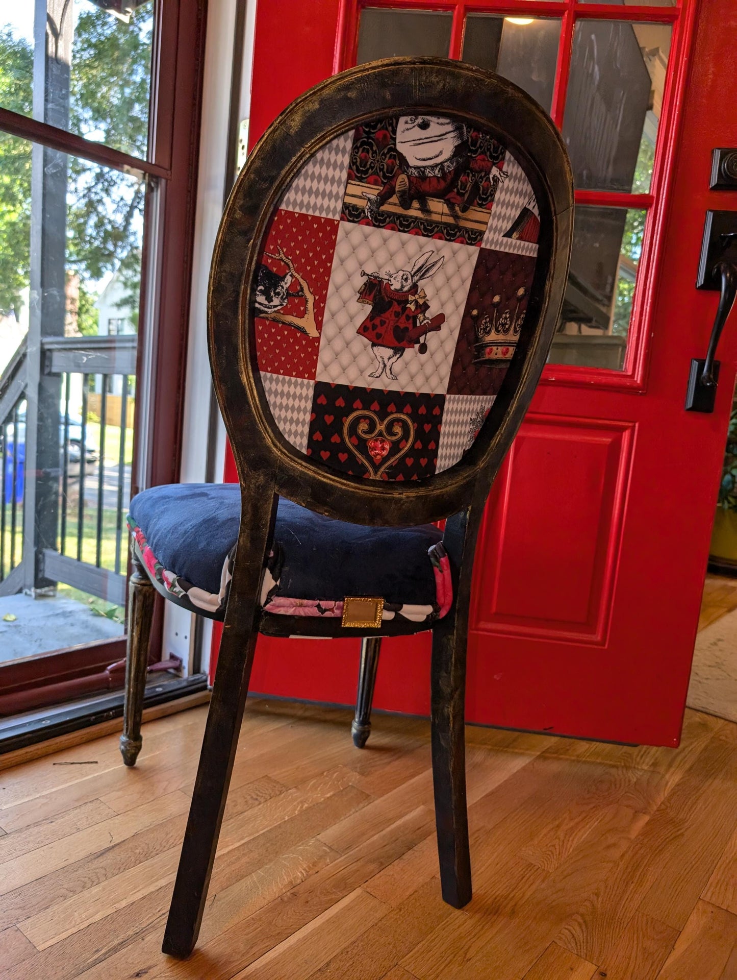 Bring style character and glam decor to your house with this unique handmade, refinished vintage retro-style inspired by Alice in the Wonderland chair.