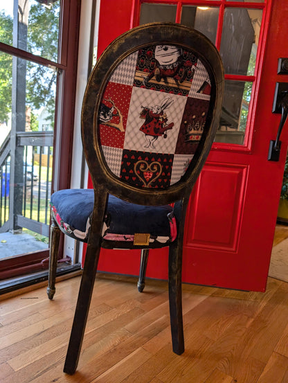Bring style character and glam decor to your house with this unique handmade, refinished vintage retro-style inspired by Alice in the Wonderland chair.