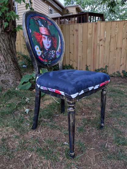 Bring style character and glam decor to your house with this unique handmade, refinished vintage retro-style inspired by Alice in the Wonderland chair.