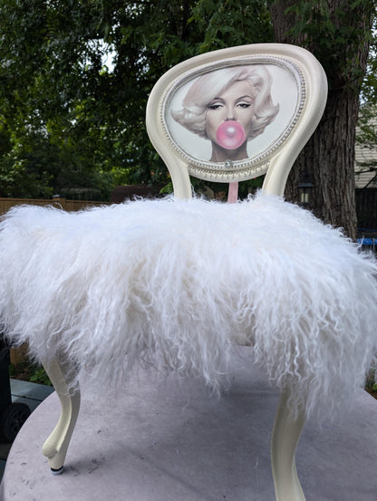 Marilyn Monroe Painted Chair Vintage. Discover the charm of the Marilyn Monroe Painted Chair Vintage Hollywood Decor Pop Art Vanity Accent Unique Bedroom Furniture Statement Piece—a timeless addition that transforms any space with iconic glamour and artistic flair. This chair is more than just seating; it’s a conversation starter and a tribute to classic Hollywood style, designed to stand out in your bedroom or vanity area while offering a distinctive blend of comfort and vintage appeal.