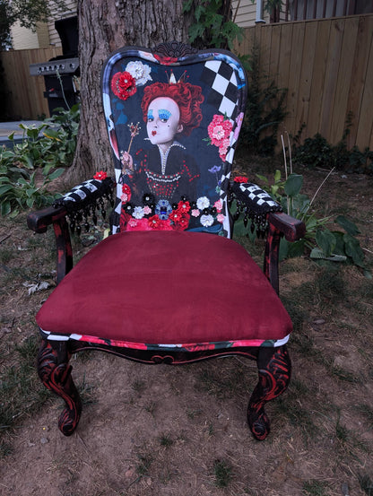 Alice in Wonderland Accent Chair: Upcycled Vintage French Velvet Lounge