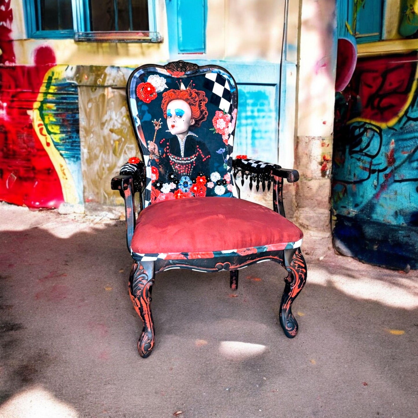Alice in Wonderland Accent Chair: Upcycled Vintage French Velvet Lounge