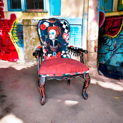 Alice in Wonderland Accent Chair: Upcycled Vintage French Velvet Lounge