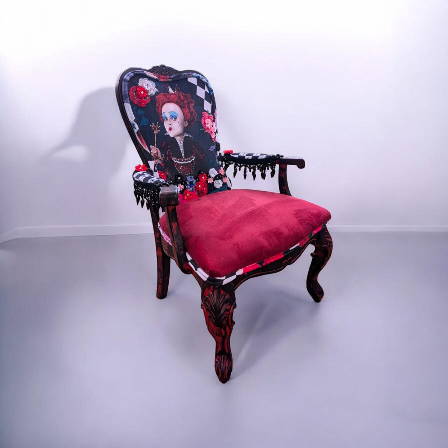 Alice in Wonderland Accent Chair: Upcycled Vintage French Velvet Lounge