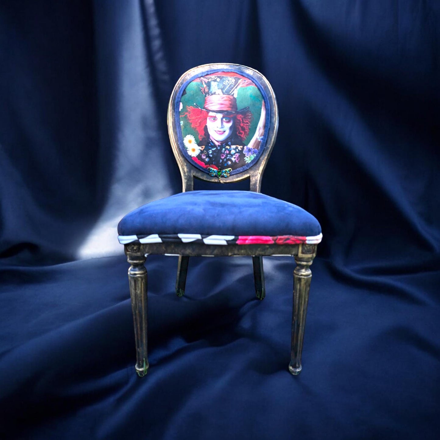 Bring style character and glam decor to your house with this unique handmade, refinished vintage retro-style inspired by Alice in the Wonderland chair.