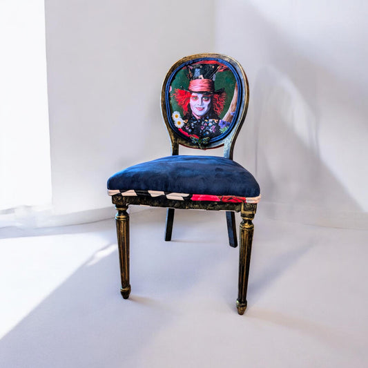 Bring style character and glam decor to your house with this unique handmade, refinished vintage retro-style inspired by Alice in the Wonderland chair.