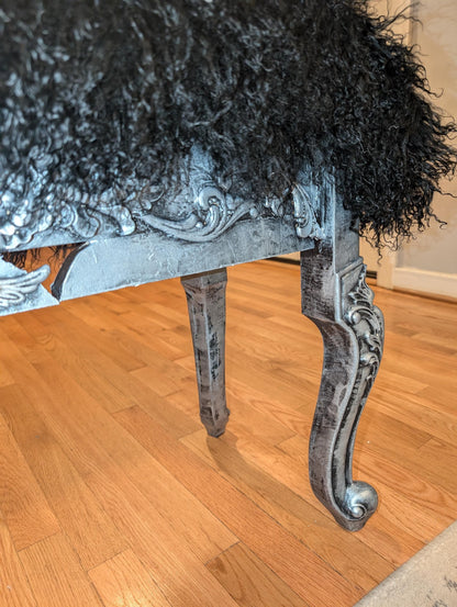Window Bench Punk Home Decor Gothic Sofa  Settee | Handmade Vintage Dark Furniture for Living Room & Bedroom. Elevate your living space with this punk home decor gothic bench, a striking addition that blends dark vintage style with authentic handmade craftsmanship. Featuring deep black upholstery adorned with bold button tufting and sturdy, weathered wood legs, this gothic bench sofa settee stands out as both a functional seat and a statement piece.  Unique edgy design for stylish room