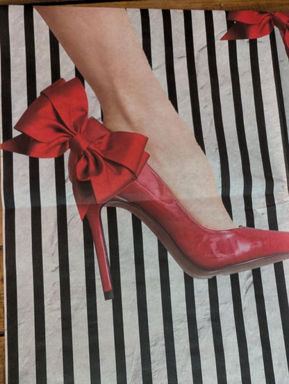 Decoupage Paper for Furniture. Decorative Paper. Tissue Paper.  Furniture DIY. Furniture Upcycling. 
 Decoupage paper for furniture.  Elevate your furniture and craft projects with our stunning decoupage paper. This eye-catching paper combines modern style with whimsical charm, showcasing a stylish silhouette of a woman's legs adorned in striking red high heels against a chic black and white striped background. Perfect for adding a touch of flair to any DIY project. Tissue Paper. Rice Paper